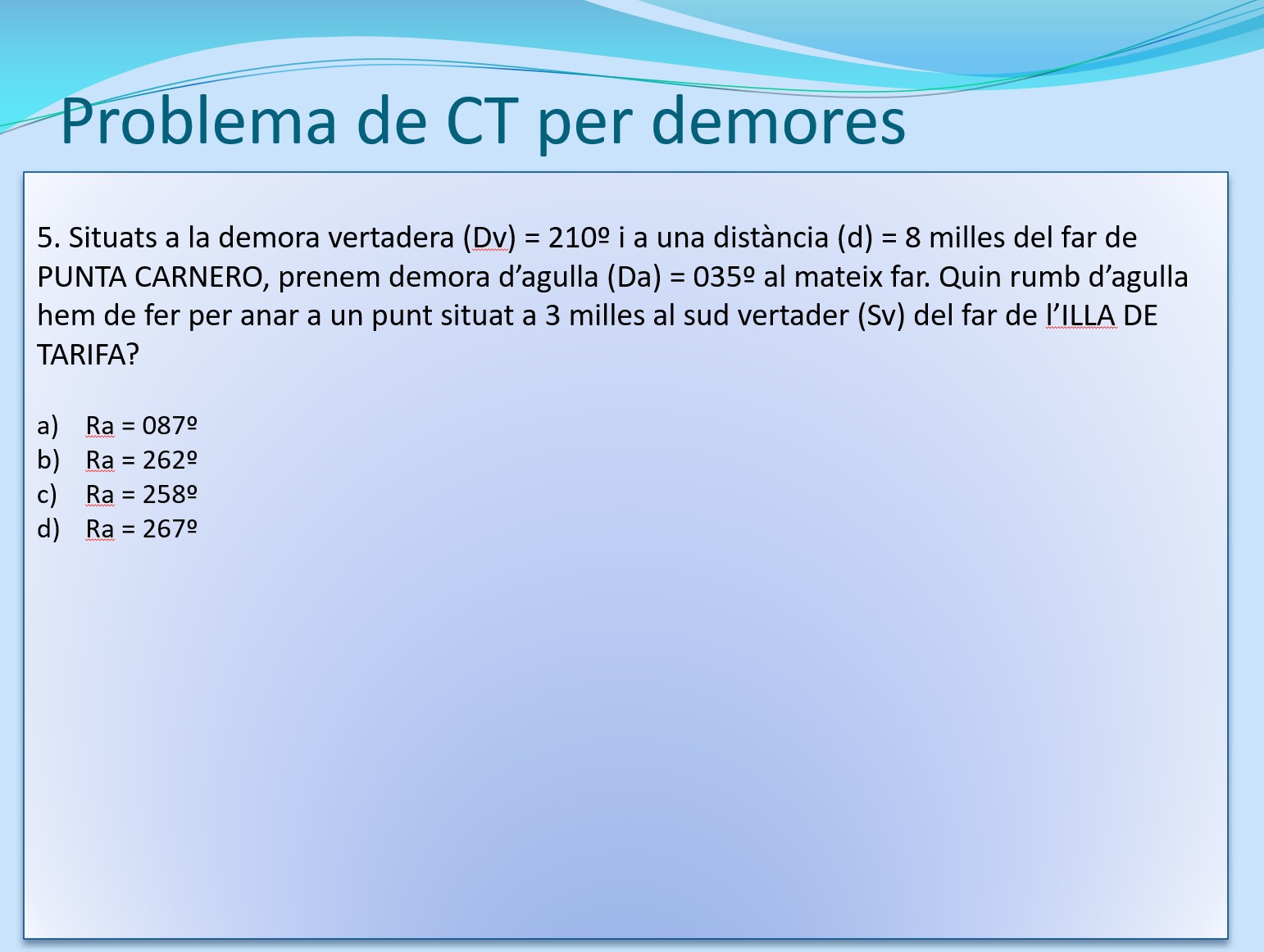 problema de CT per demores