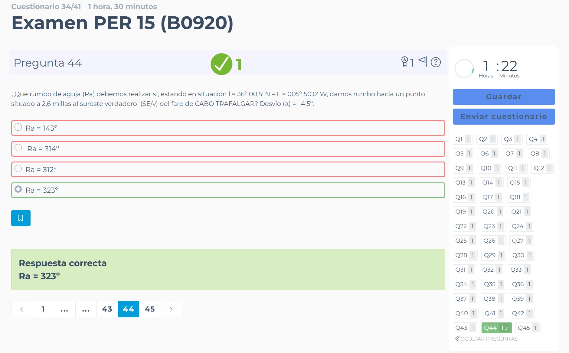 Calculo de RA en carta de examen